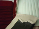 Seat covers Pallas striped "cornaline red", 1970-1972, set for 1 car