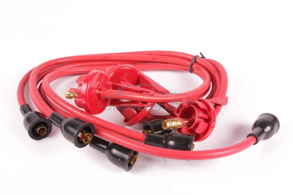 Set plug leads, silicone core, red/red, EFi. Models / ID/DS 1955-1964
