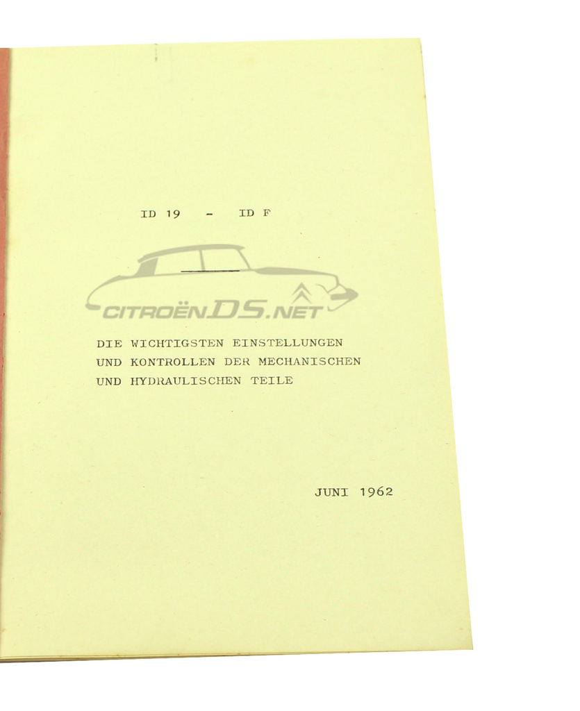 Betriebsanleitung ID19-ID F, 06/1962, ORIGINAL, die deutsche Ausgabe