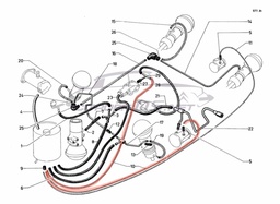 [308623] Return hose from front height corrector / brake valve, Rilsan 2x4, n.o.s.